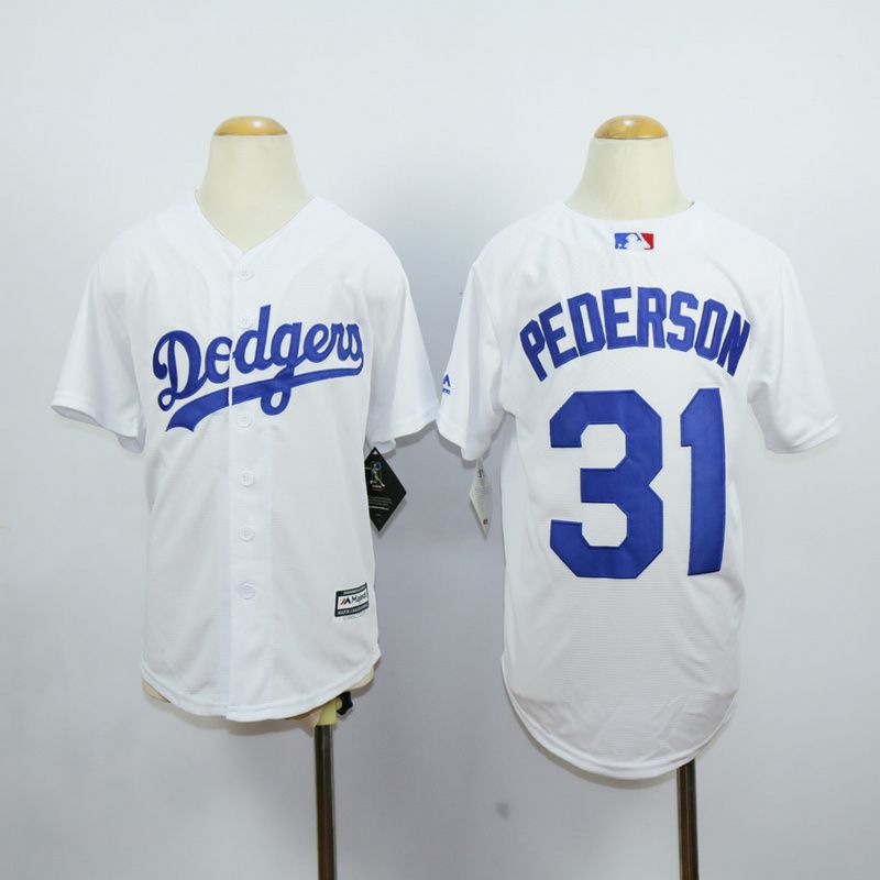 Youth Los Angeles Dodgers 31 Pederson White MLB Jerseys